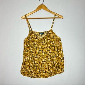 ModCloth Spruced Up Summer Yellow Floral Sleeveless Strap Top Size L